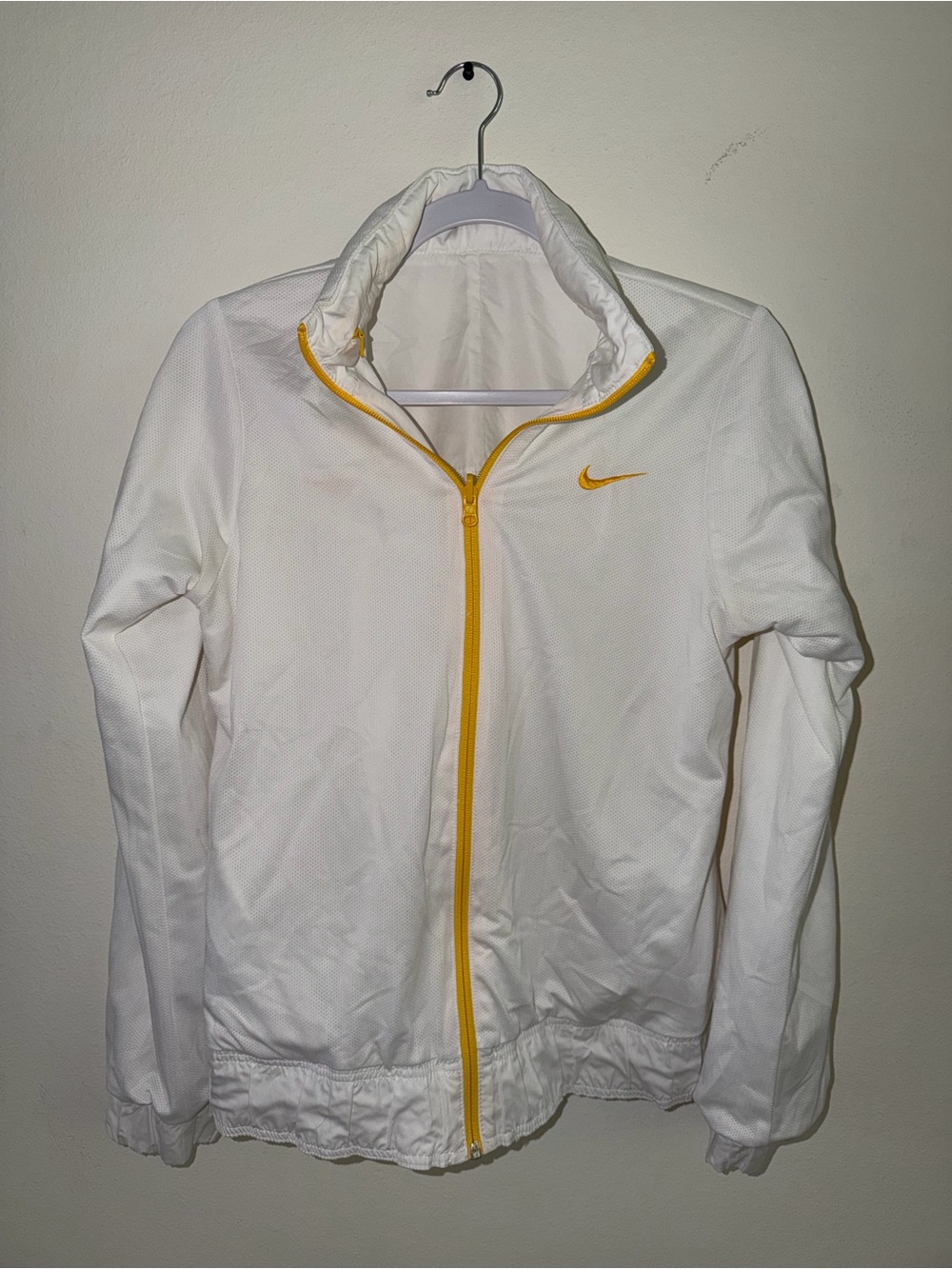Nike White Bomber Jacket with Yellow Accents